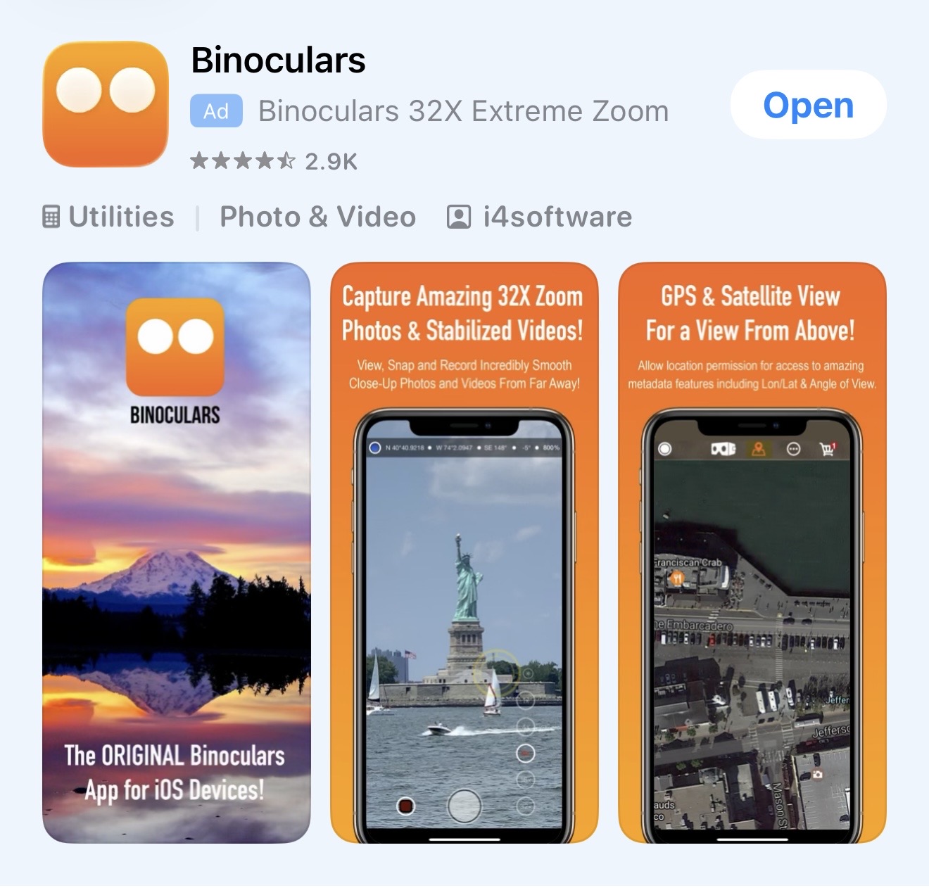 Binoculars app — featured ad